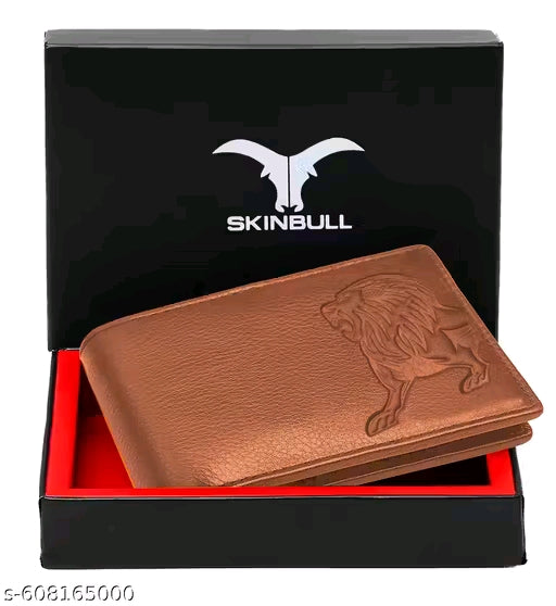 SKINBULL Premium 100% Genuine Leather Wallet for Men with Lion Emboss – RFID Protected | Gift Box