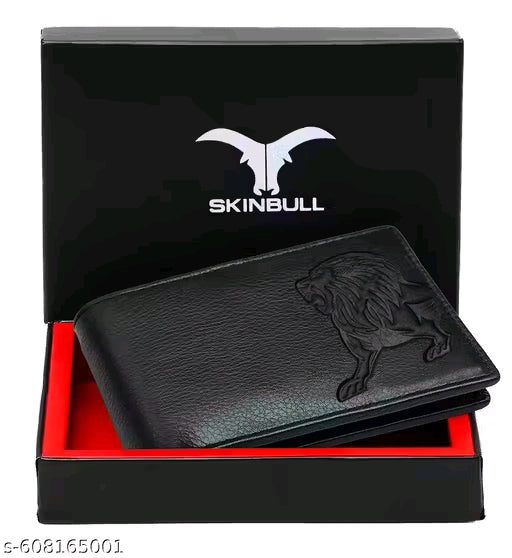 SKINBULL Premium 100% Genuine Leather Wallet for Men with Lion Emboss – RFID Protected | Gift Box